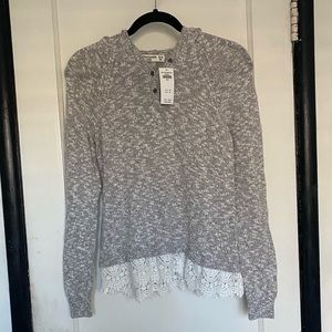 Abercrombie Sweater with white lace trim